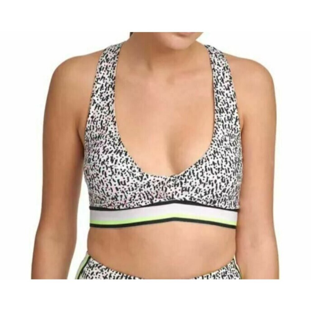 DKNY Sport Printed Low-Impact Sports Bra womens white Size M MSRP $45